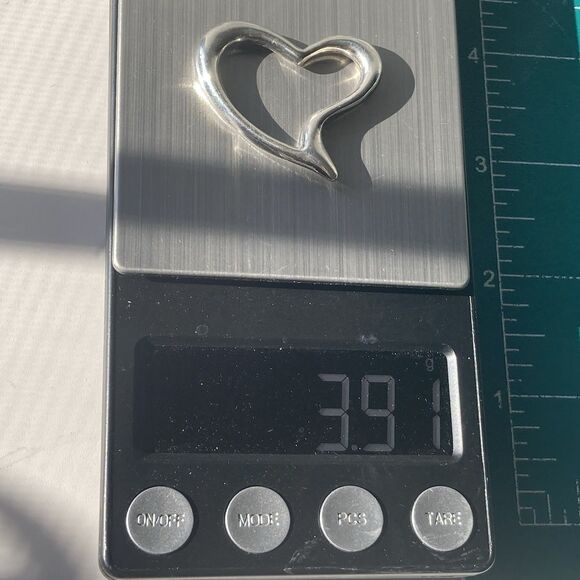 Vintage Sterling Silver 925  Floating Open Puffy Heart Pendant Jewelry - Picture 3 of 8